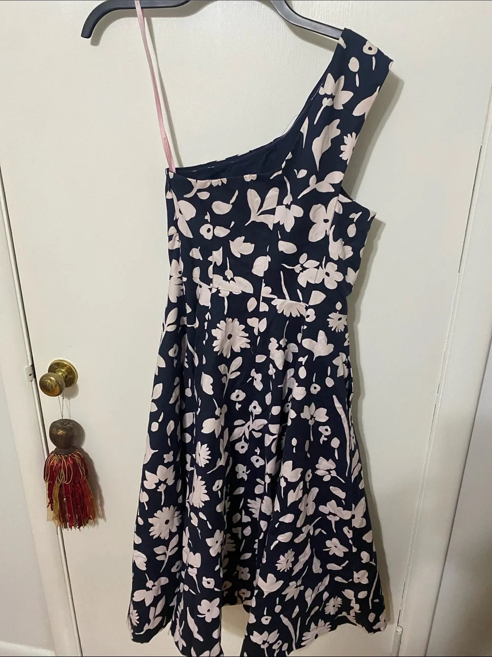 kate spade Navy and Light Pink One-Shoulder Floral Dress